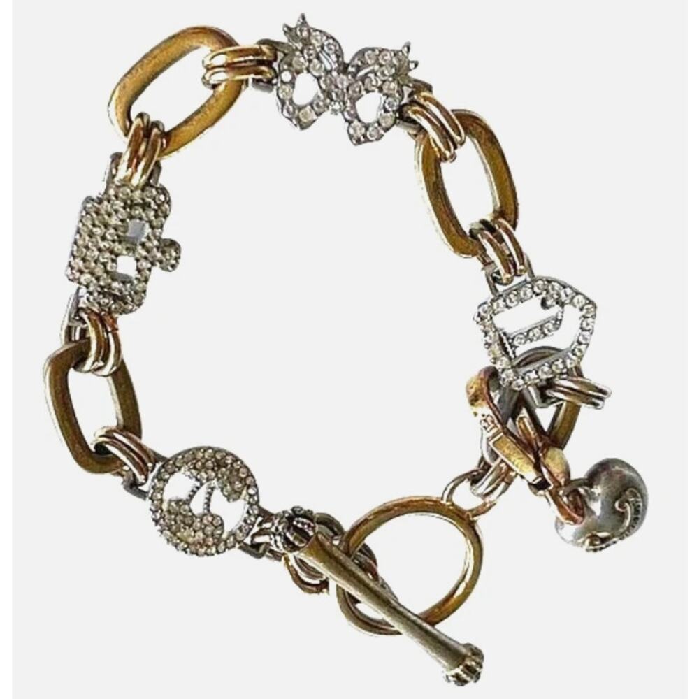 VINTAGE Juicy Couture Gold Silver Rhinestone Crystal Pavé Bracelet NWT